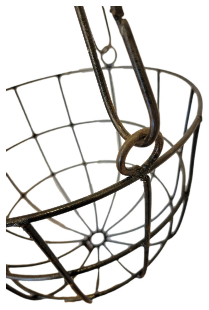 Classic Round Wrought Iron Hanging Basket Planter 14" Vintage Style