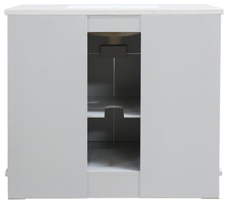 39" Single Sink Vanity, French Gray Finish With Engineered Stone Top