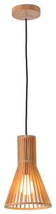 Single Pendant Real Wood Cage Frame Light Fixture