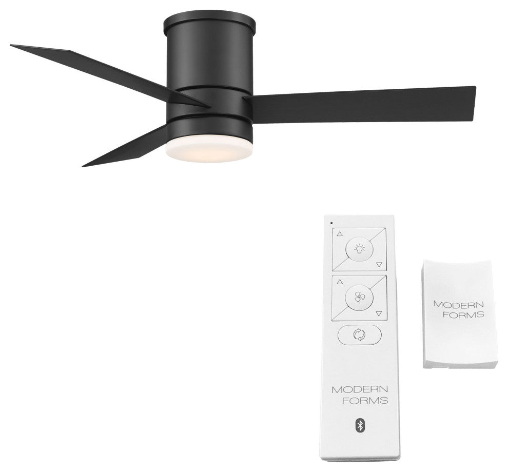 Axis 3-Blade Smart Flush Mount Ceiling Fan 44" Matte Black, 2700K LED Kit