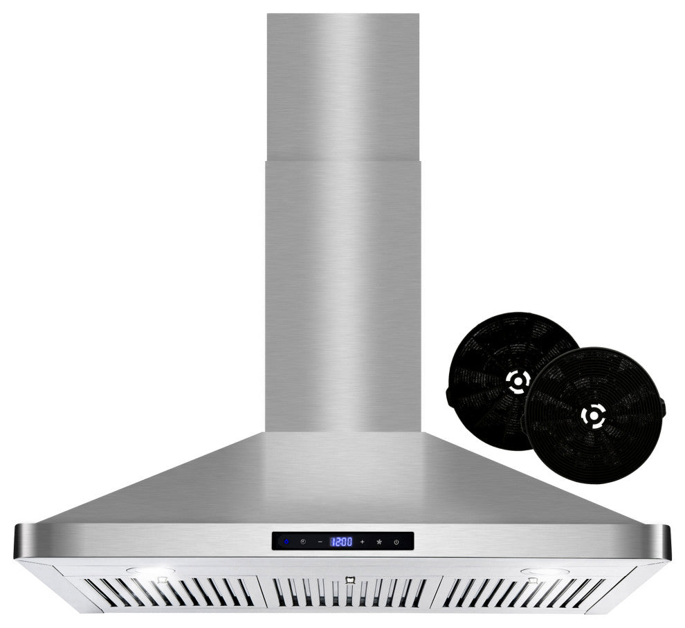 36 in. Ductless Wall Mount Range Hood in Stainless Steel with Touch Controls