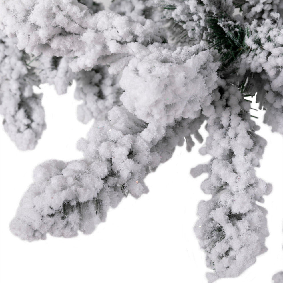 7.5' Pre-Lit Snow Flocked Fir Christmas Tree With Lights