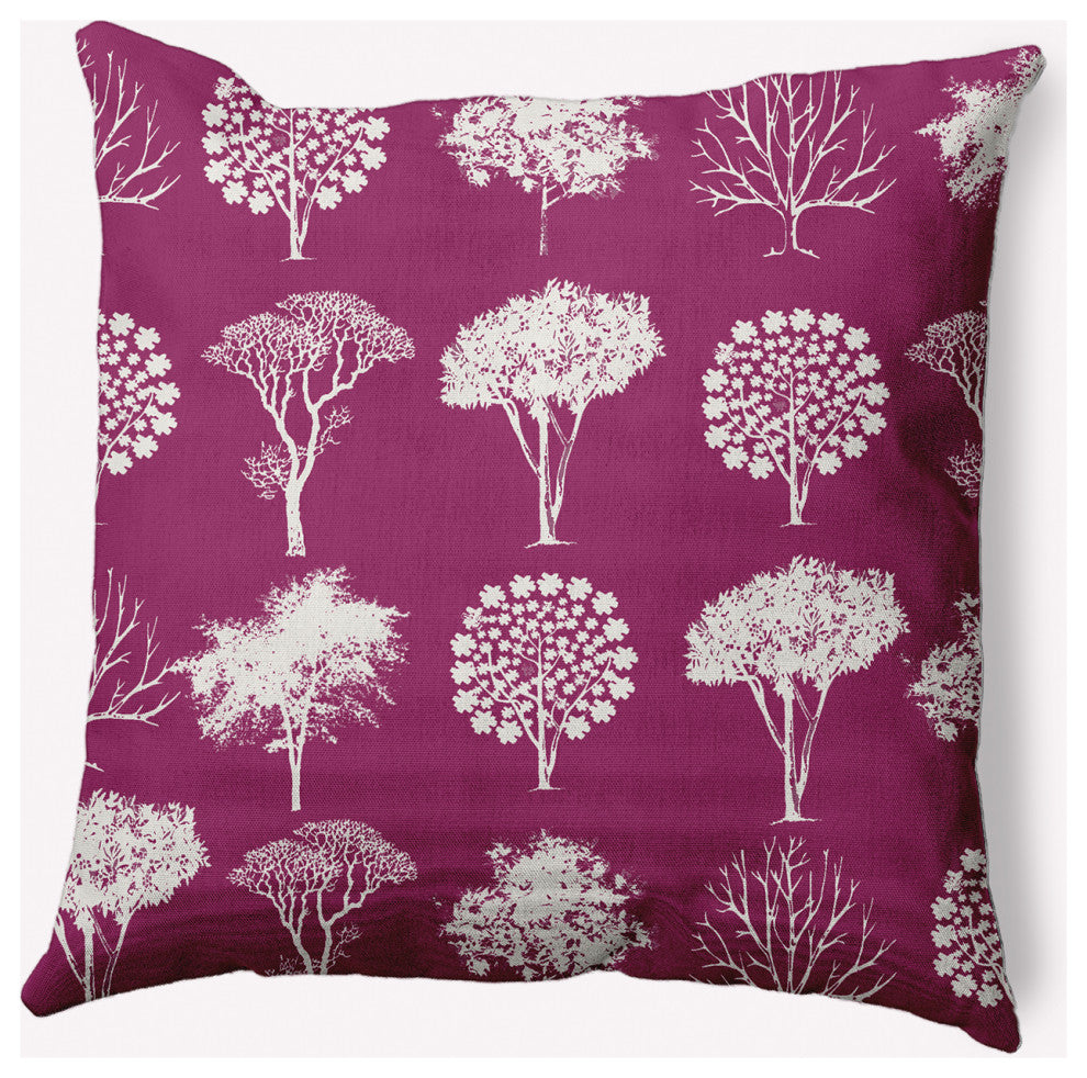 20" x 20" Field of Trees Indoor/Outdoor Polyester Throw Pillow, Dusty Rose