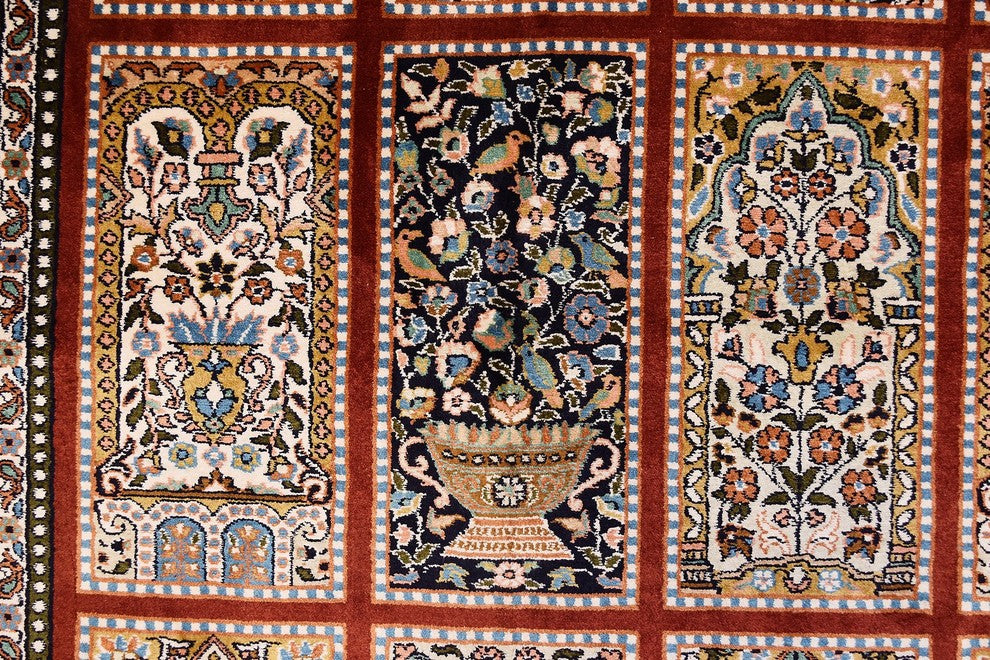 6'x4' Red Tabriz Pure Silk Area Rug Carpet Tree of Life Oriental Hand Knotted