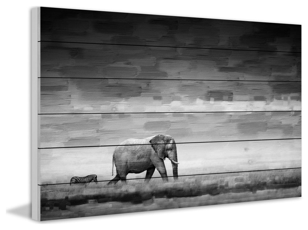 "Elephant" UV Ink Print on White Wood, 45"x30"