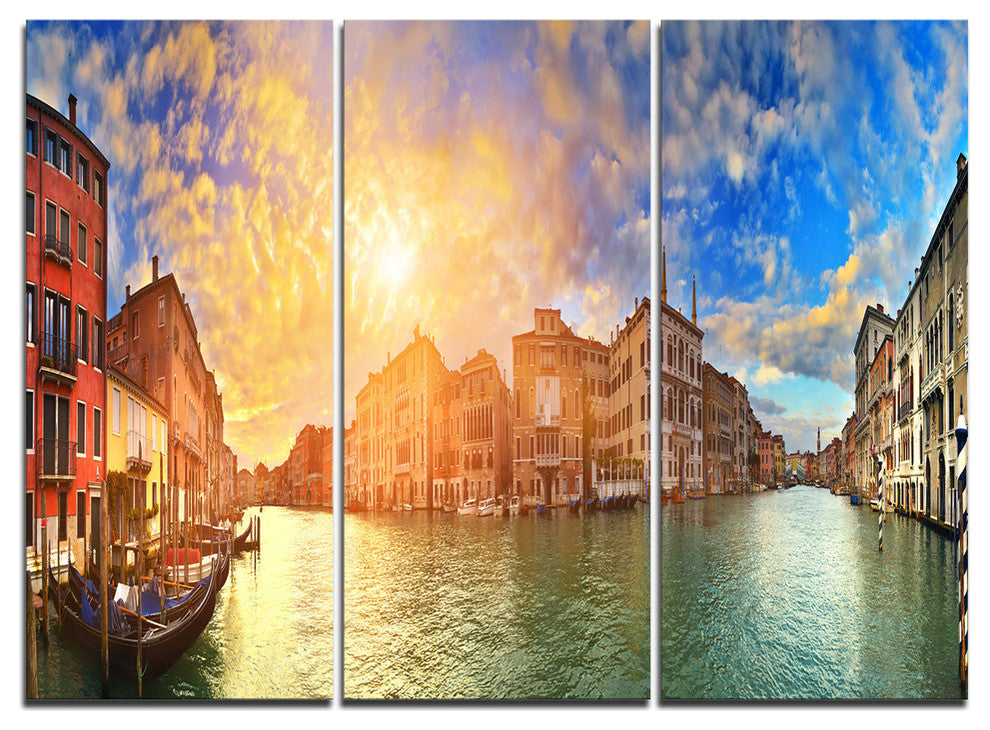 "Grand Canal Venice Panorama" Metal Wall Art, 3 Panels, 36"x28"