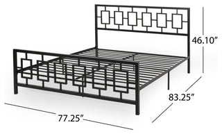 Moore Modern Iron King Bed Frame, Flat Black
