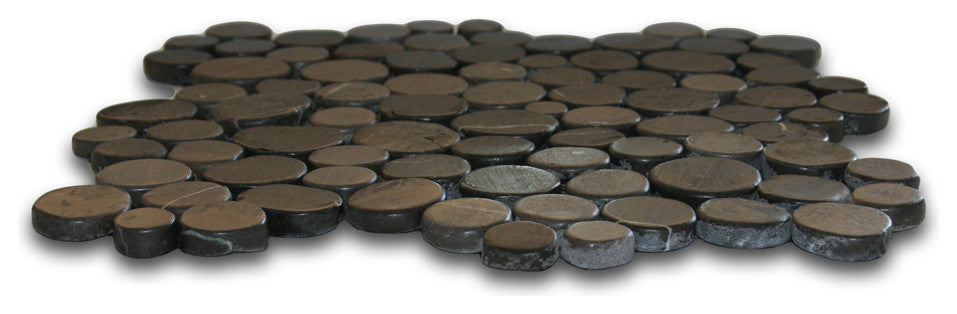 Glazed grey moon mosaic pebble tile, eco-friendly stone for baths