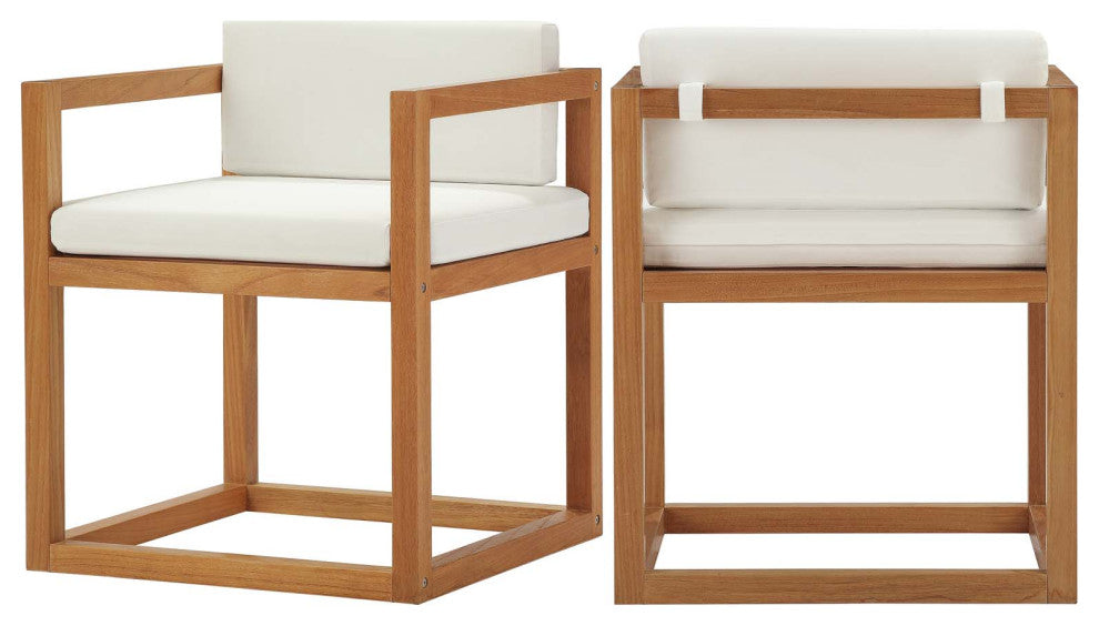 Newbury Outdoor Patio Premium Grade A Teak Wood Accent Armchair Set of 2