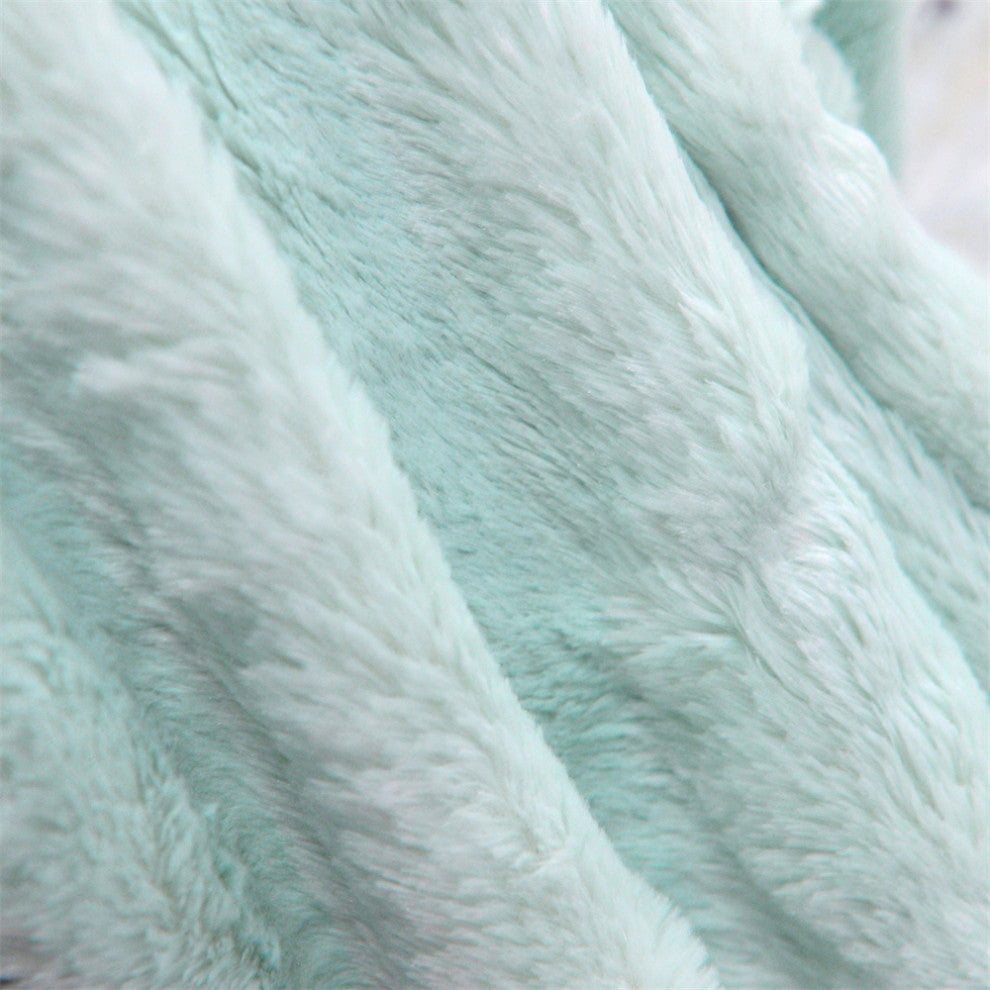 Double Sided Over-Sized Faux Fur Throw Blanket, Light Blue, 70''x80''