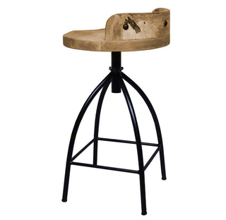 Industrial Style Adjustable Swivel Bar Stool With Backrest, 25-31 Inch