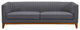 Prism Mid-Century Sofa In Champagne Wood Finish And Dark Gray Fabric