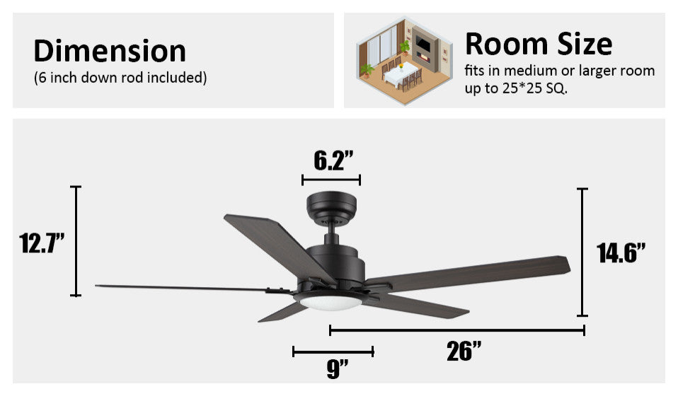 CARRO Indoor Smart Ceiling Fans with Dimmable LED light and Remote, 52inch