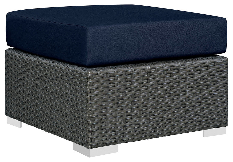 Modway Sojourn 5 Piece Outdoor Patio Sunbrella Sectional Set, Canvas Navy