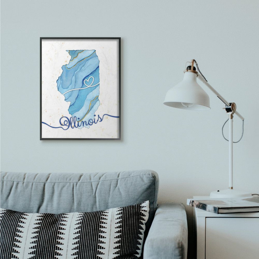 Stupell Industries Illinois Agate Blue US State Design, 24 x 30
