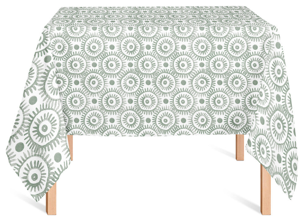 Boho Circles Green 4 58x58 Tablecloth