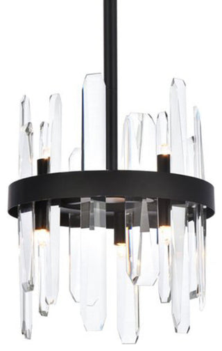 Elegant Lighting 2200D10 Serena 6 Light 10"W Crystal Mini Pendant - Black