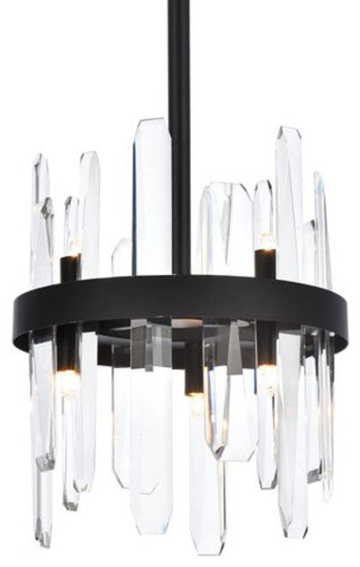 Elegant Lighting 2200D10 Serena 6 Light 10"W Crystal Mini Pendant - Black