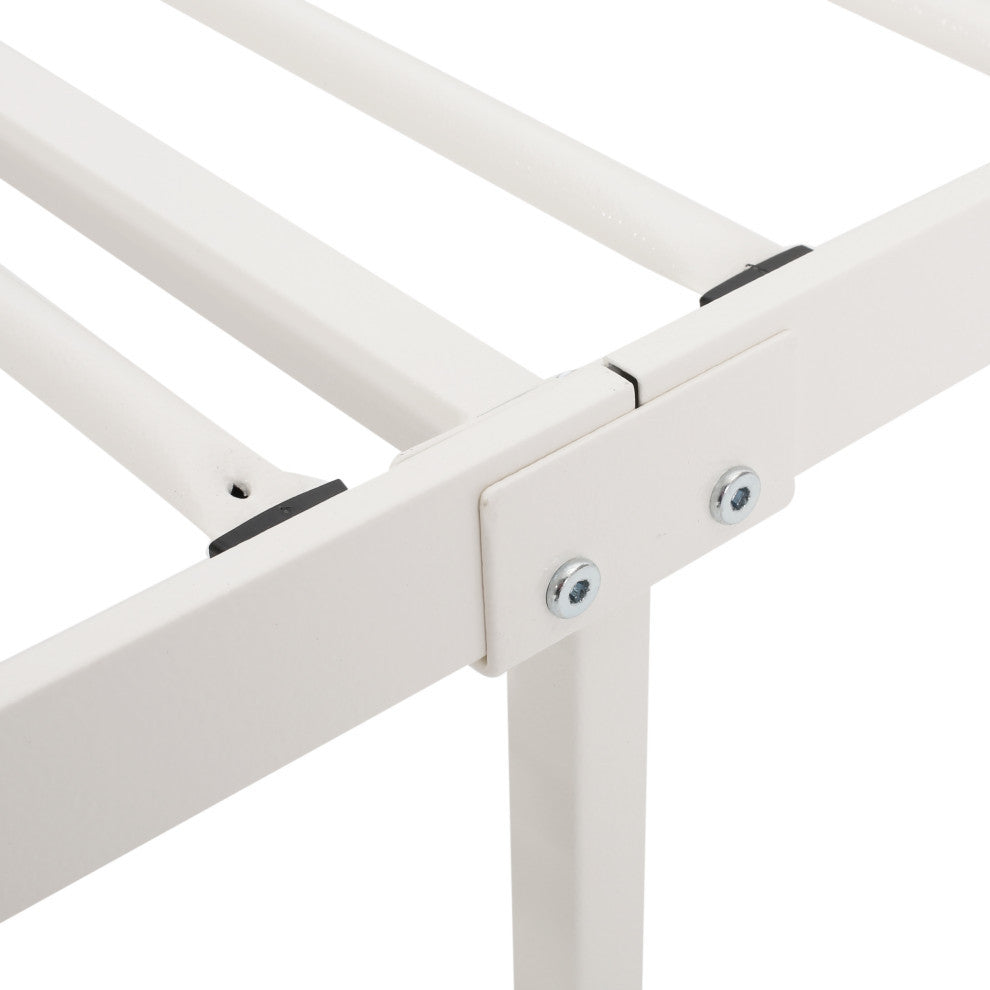 Madera Modern Iron Twin Bed Frame, White