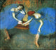 Edgar Degas Two Dancers in Blue, 20"x25" Gallery Wrapped Canvas Print
