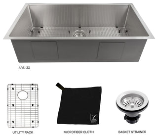 ZLINE Undermount Single Bowl Sink in Stainless Steel with Bottom Grid