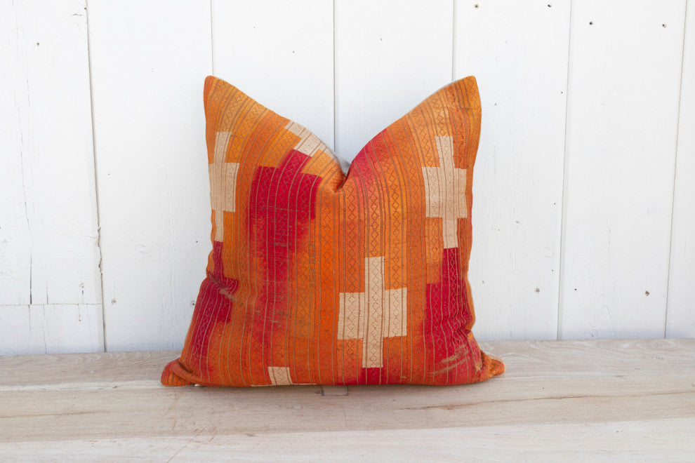 Terracota Gold Silk Phulkari Pillow
