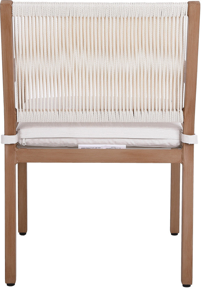 Maui Water Resisting Fabric Outdoor Patio Dining Arm Chair, Set of 2, Cream