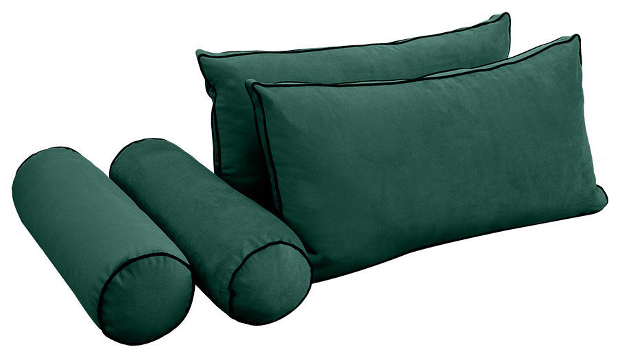 STYLE V2 Twin Velvet ContrastPipe Indoor Daybed Bolster Pillow |COVER ONLY|AD317