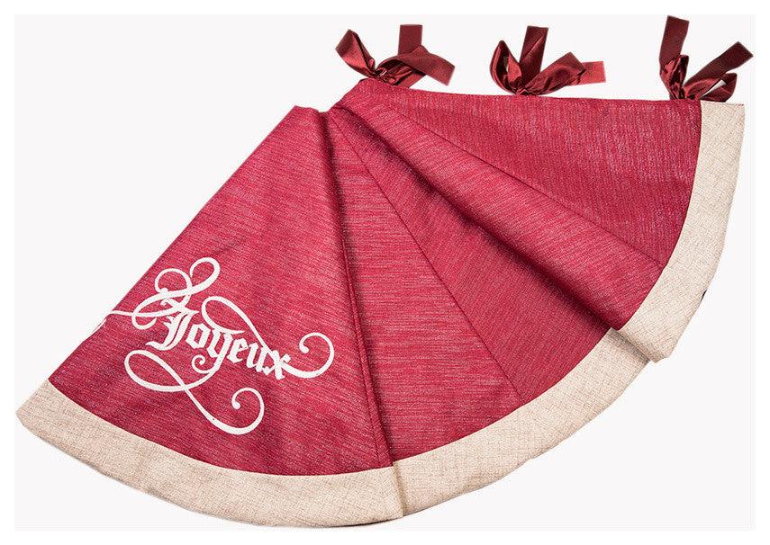 Joyeux Christmas Tree Skirt, Red, 56" Round