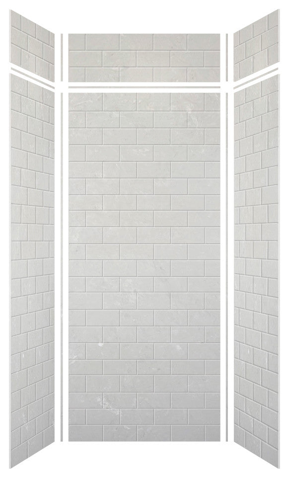 Transolid SaraMar 36"x36"x96" 6-Piece Shower Wall Kit with Extension, Lunar