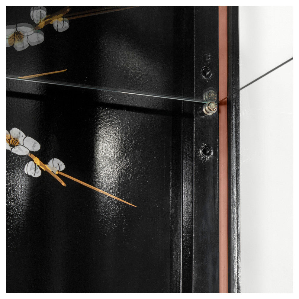 Black Lacquer China Cabinet Royal Ladies