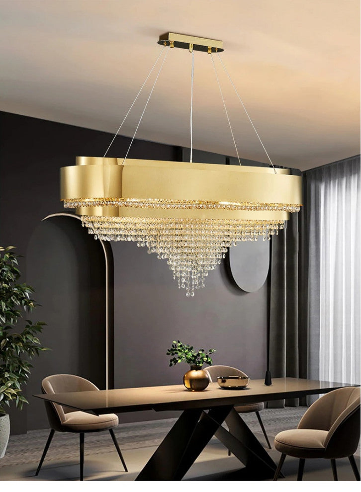 Gold hanging crystal ceiling chandelier for living room, dining room, bedroom