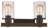 2 Light Vanity Bar in Rubbed Oil Bronze with Seeded Glass