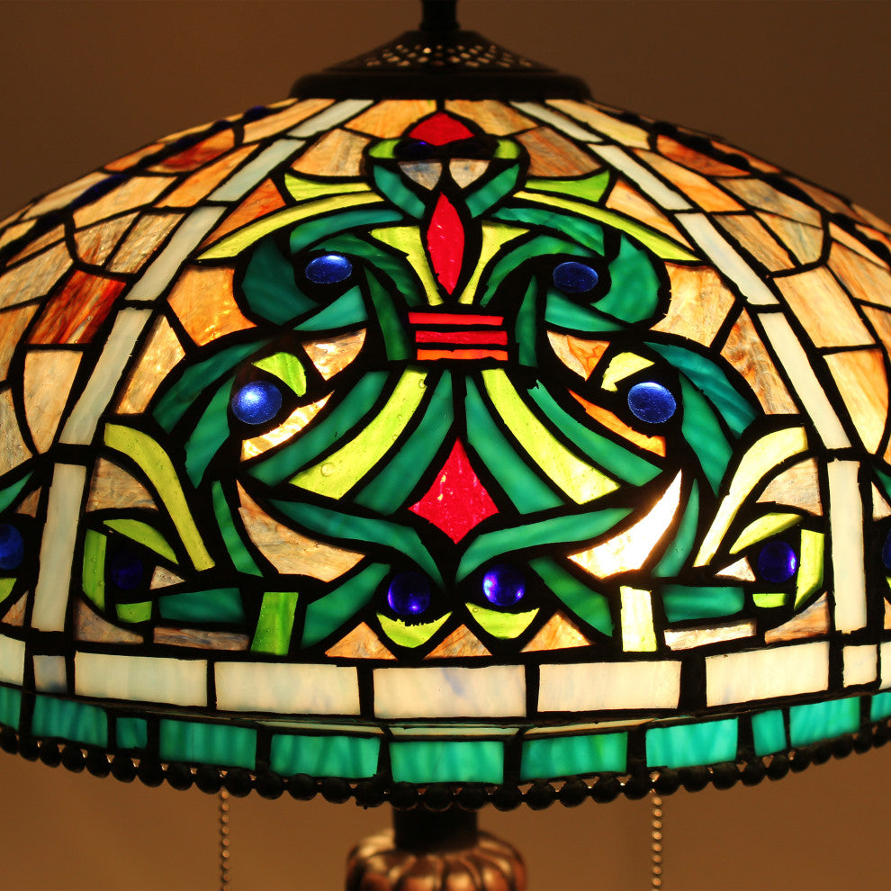 Doloris Tiffany-Style Victorian Stained Glass Table Lamp 17" Width