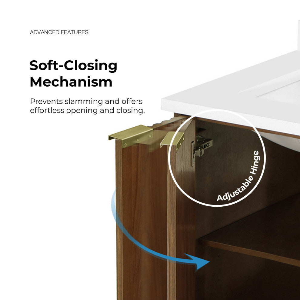 OVE Decors Gabi Single Sink Bathroom Vanity, Warm Walnut, 60", Double Sink