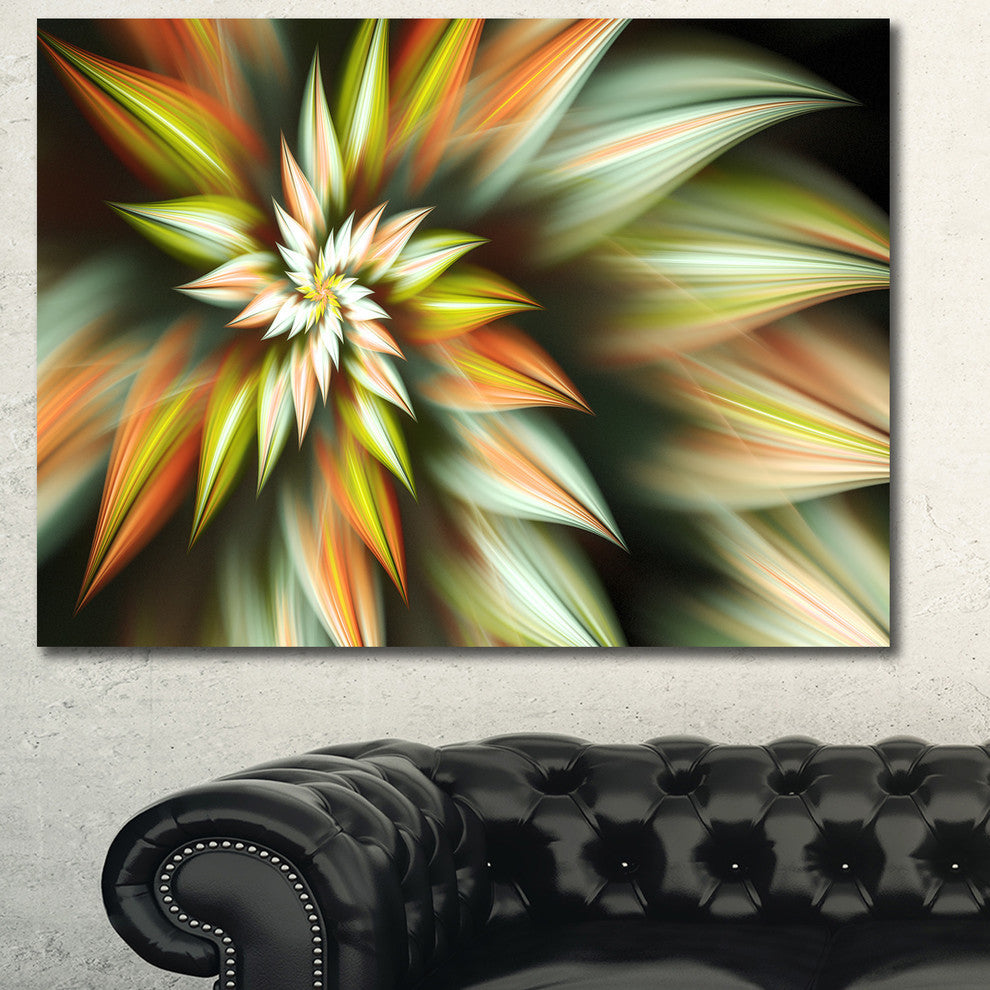Exotic Brown Fractal Spiral Flower, Abstract Canvas Art Print, 40x30