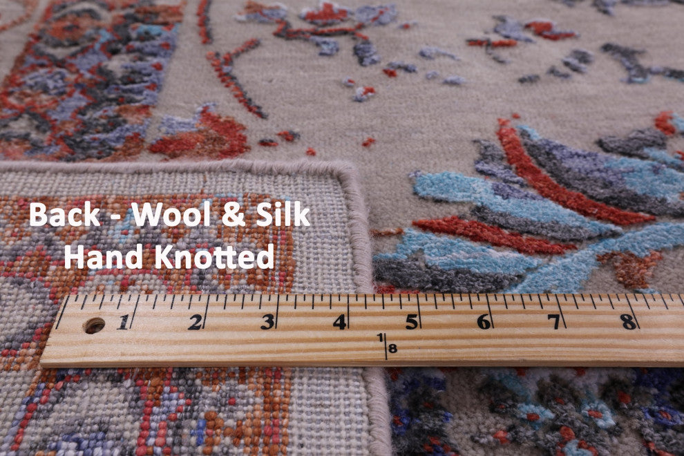 7' 10" X 10' 2" Wool and Silk Hand Knotted Persian Rug Q5879