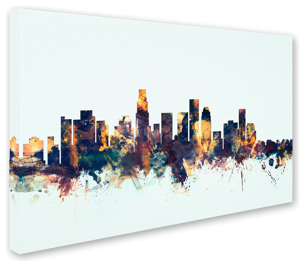 Michael Tompsett ''Los Angeles CA Skyline Blue'' Canvas Art, 12x19
