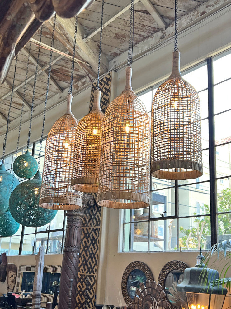 Rattan Bottle Pendant Light Medium