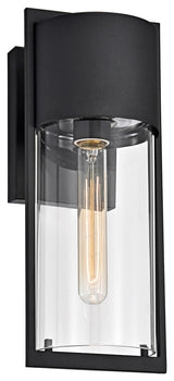 Tyler Transitional 1 Light Textured Black Outdoor Wall Sconce 14" Height