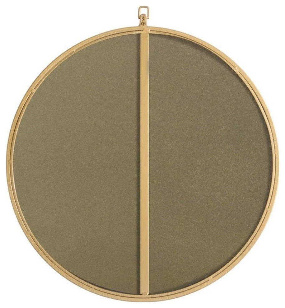 Elegant Decor Rowan 24" Round Metal Frame Hooked Mirror in Brass