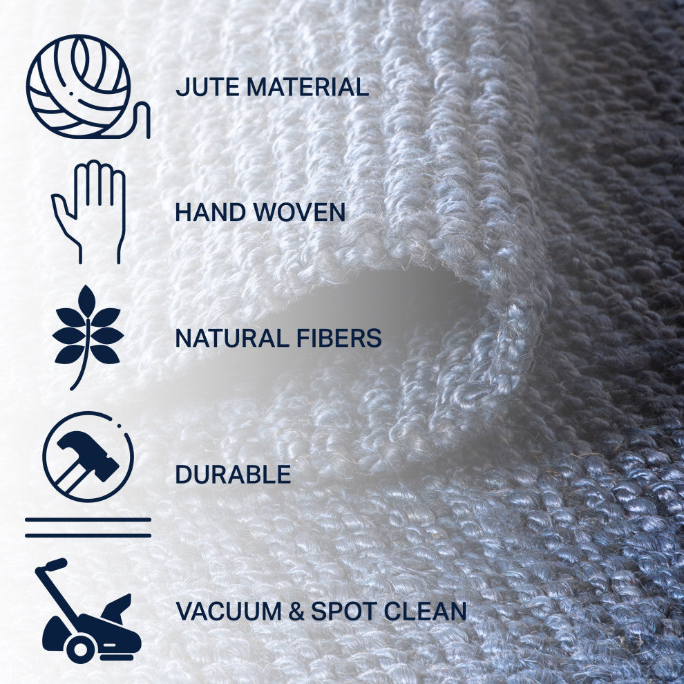 Pata Hand Woven Chunky Jute Navy 2'x18' Runner Rug