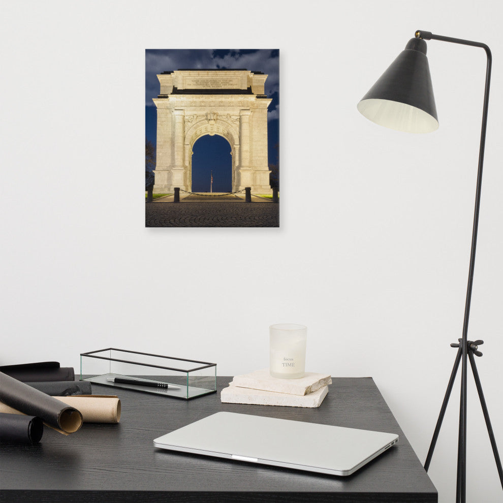 Night Photo at Valley Forge Arch Night Photo Canvas Wall Art Print, 12" X 16"