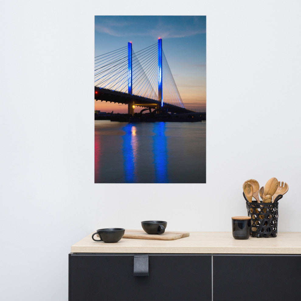Indian River Inlet Bridge 2 Night Photography Unframed Wall Art Print, 24" X 36"