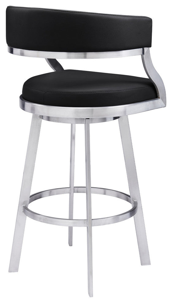 Saturn Contemporary 30" Bar Height Barstool in Brushed Stainless Steel Finish