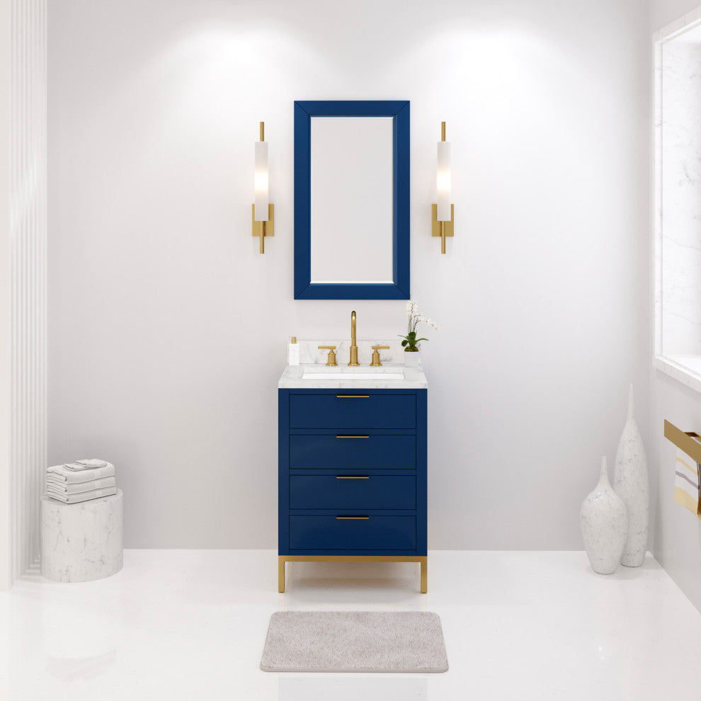 Bristol 24" Vanity, Blue With Mirrors and Gooseneck Faucet