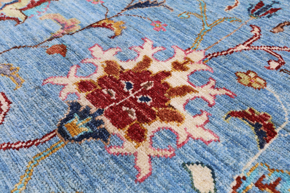 7' Round Persian Tabriz Handmade Wool Rug Q7742