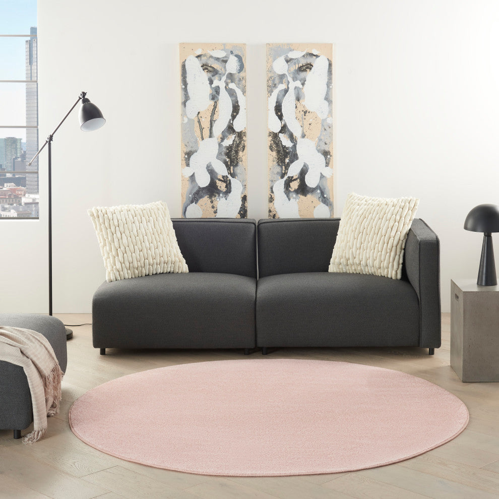 Nourison Essentials 6' x Round Pink Outdoor Area Rug