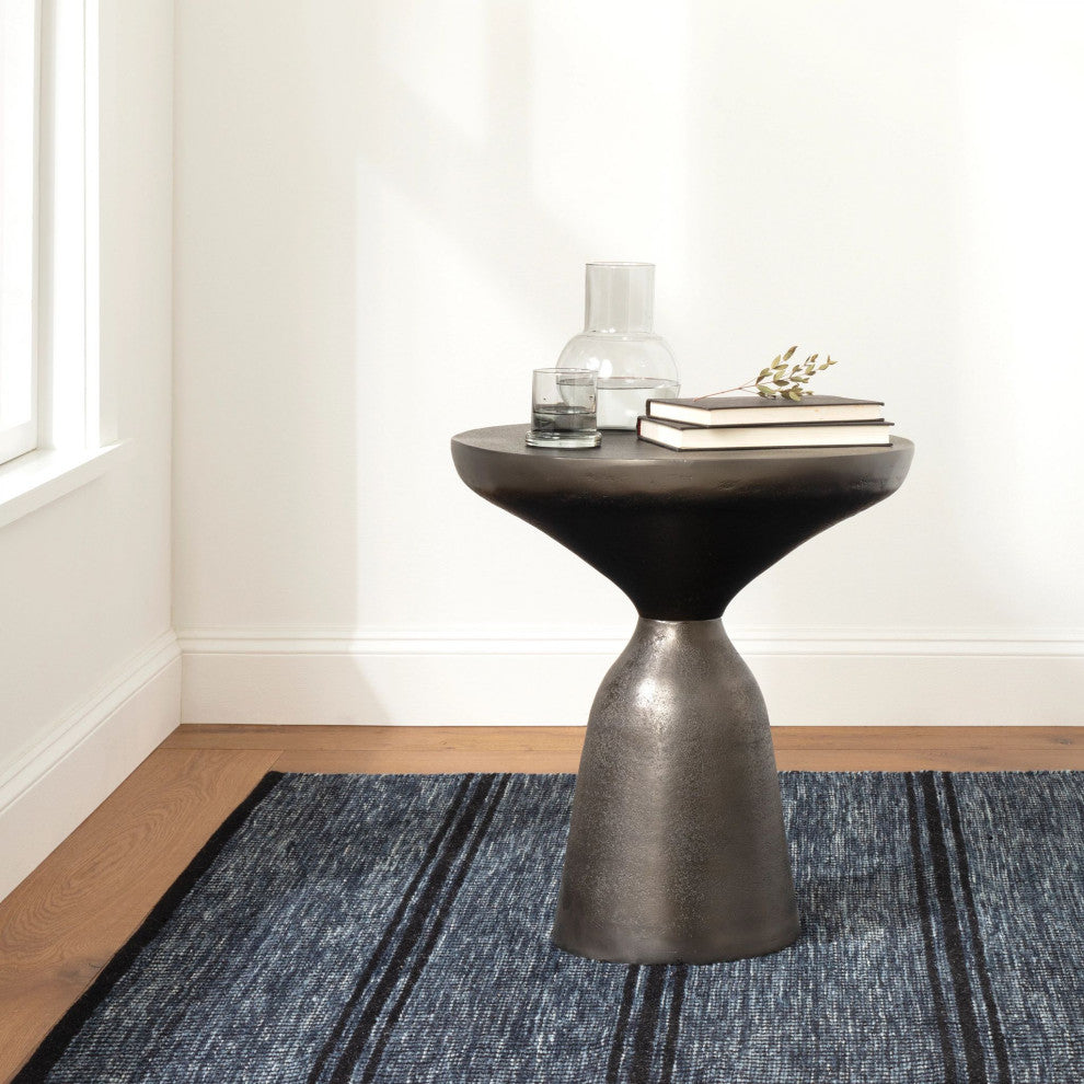 Dash & Albert Malta Navy Handwoven Wool Rug, Blue, 6' x 9'