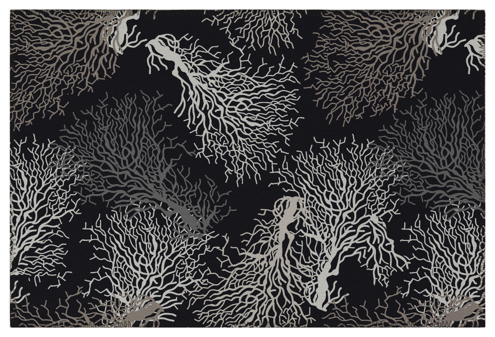 Indoor/Outdoor Seabreeze SZ3 Black Machine Washable 1'8" x 2'6" Rug